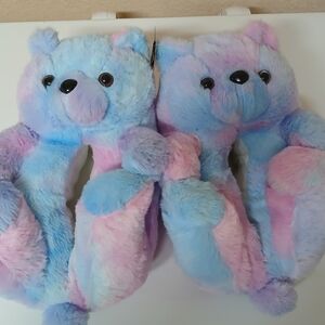 Blue & Pink Bear Adult Slippers
